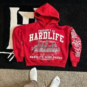 Red Hardlife Pull Over Hoodie